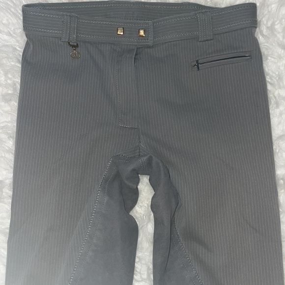 Golden Dress Full Leather Seat Breeches Size 25R Pinstripe Grey PRISTINE! - Picture 4 of 16